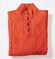 Osborne Lambswool Large Cable Butonned Mock Neck Ember